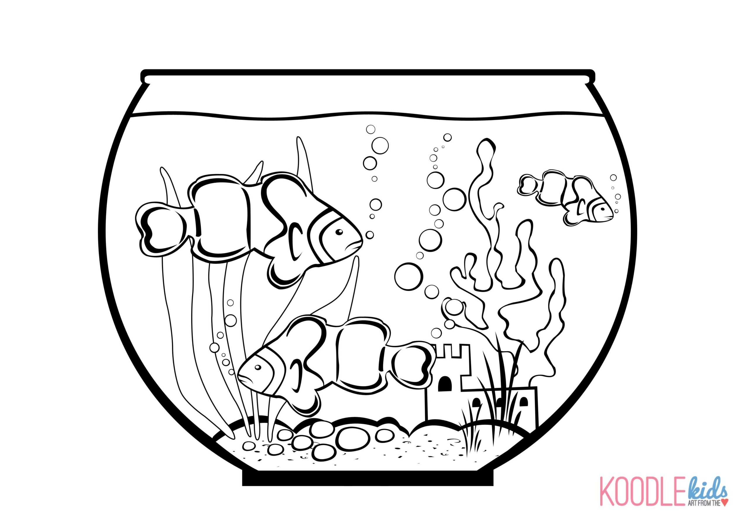 простые раскраска аквариумные рыбки для детей 2