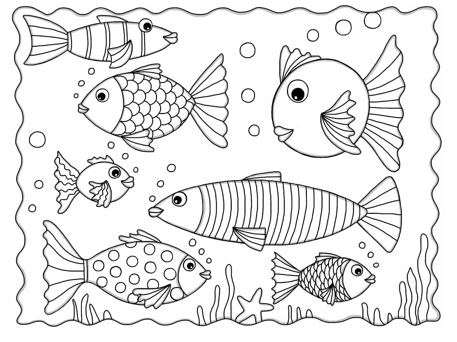 раскраска аквариумные рыбки 7