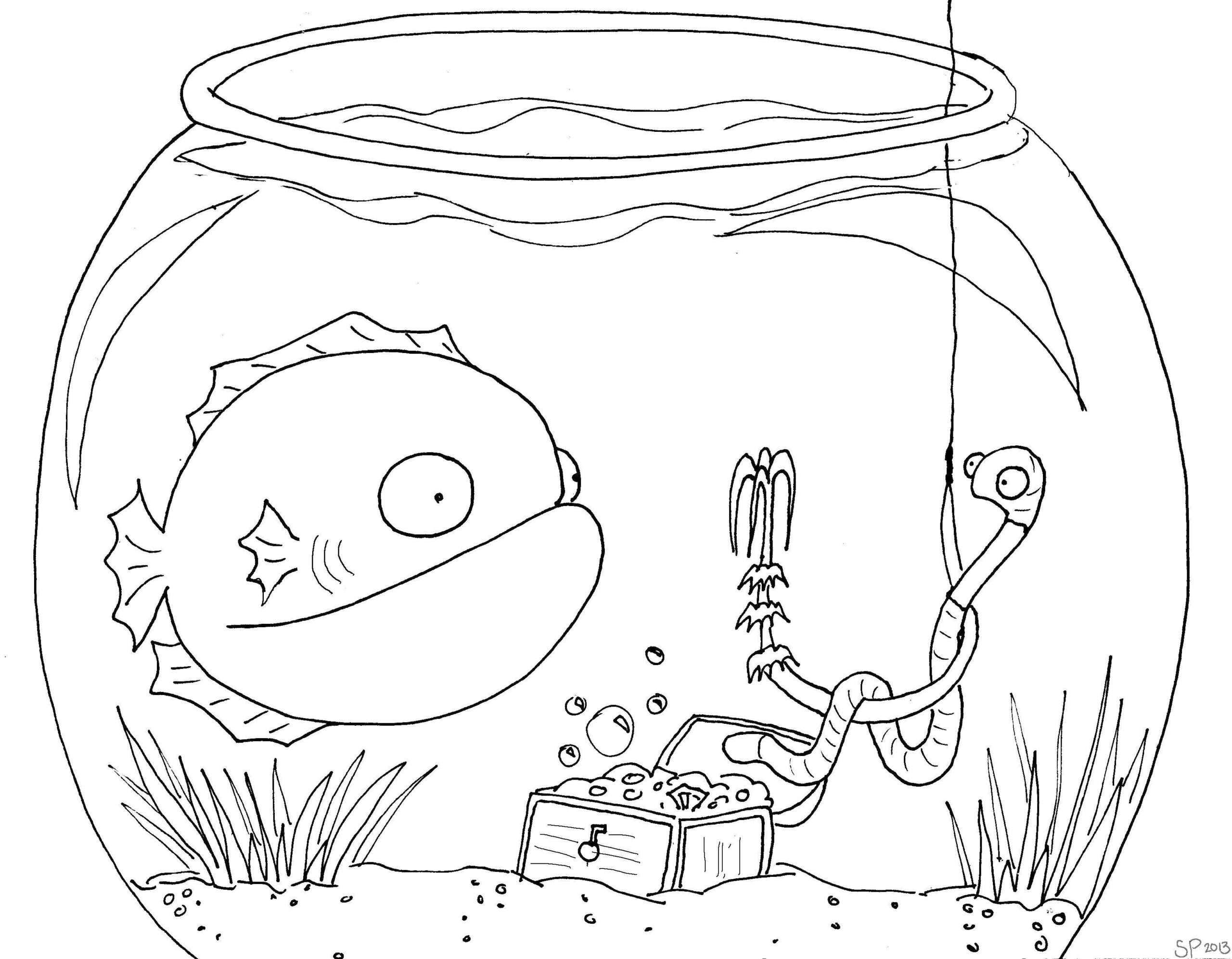 простые раскраска аквариумные рыбки для детей 8