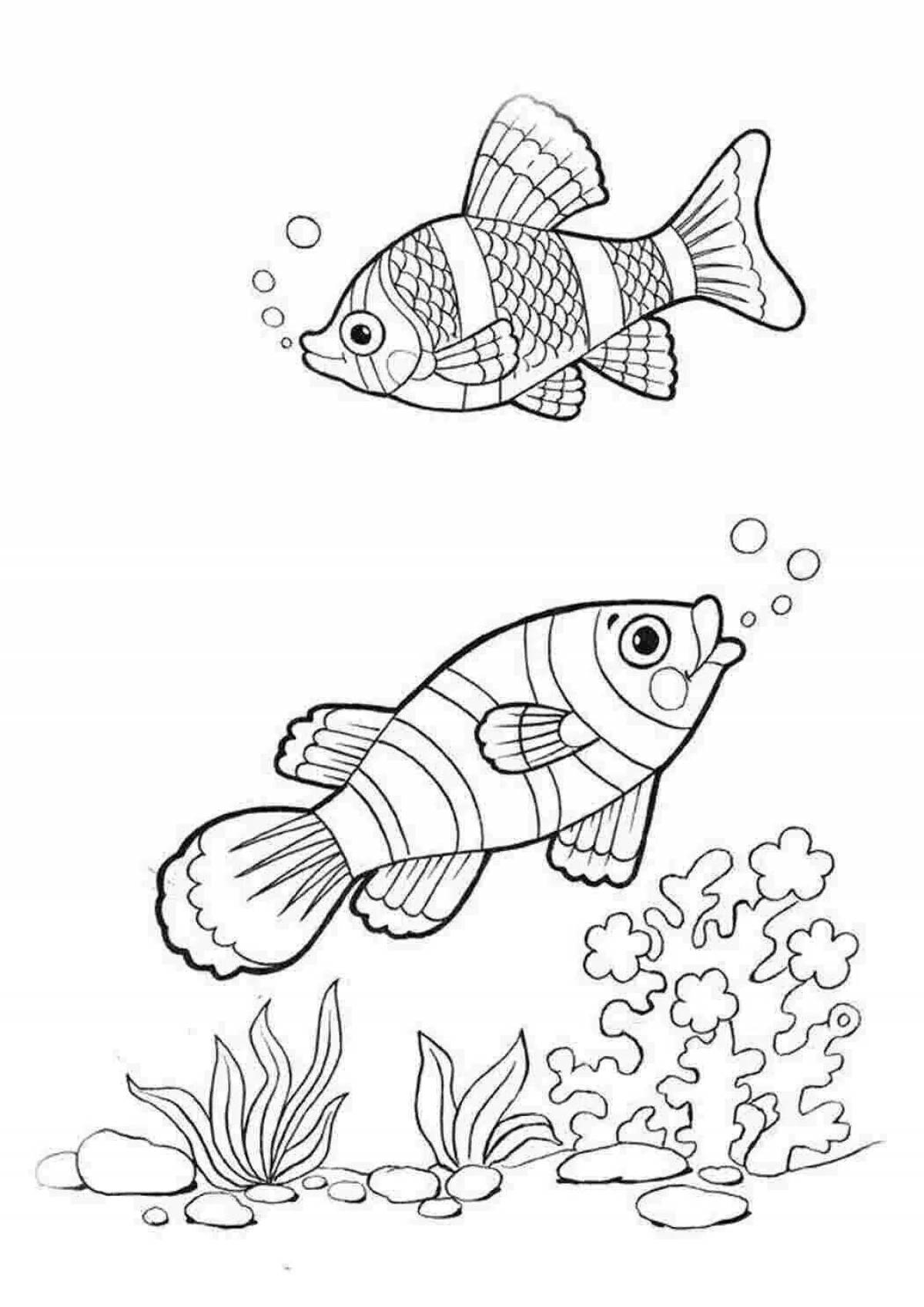раскраска аквариумные рыбки средняя группа 3