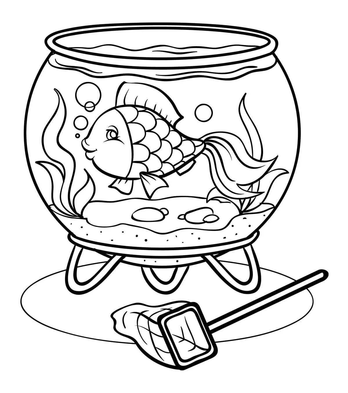 раскраска рыбки в аквариуме для детей 3-4 лет распечатать 3