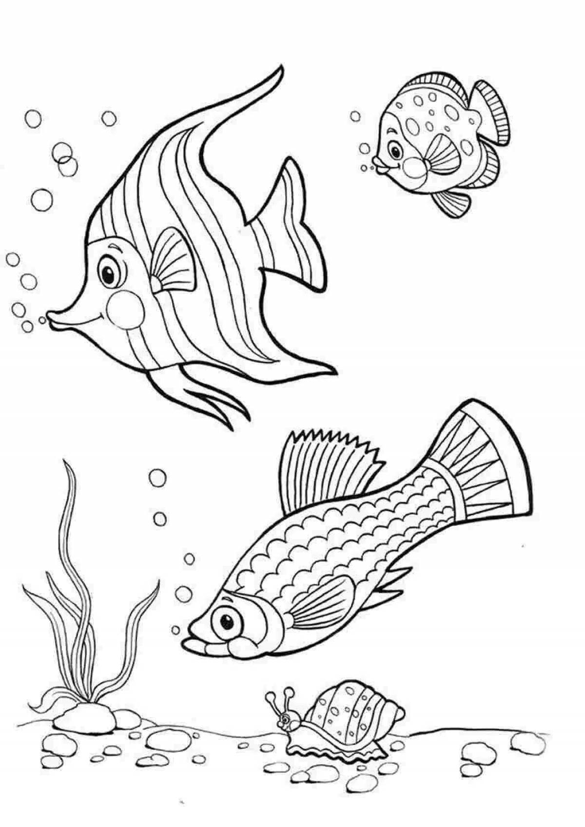 раскраска аквариумные рыбки средняя группа