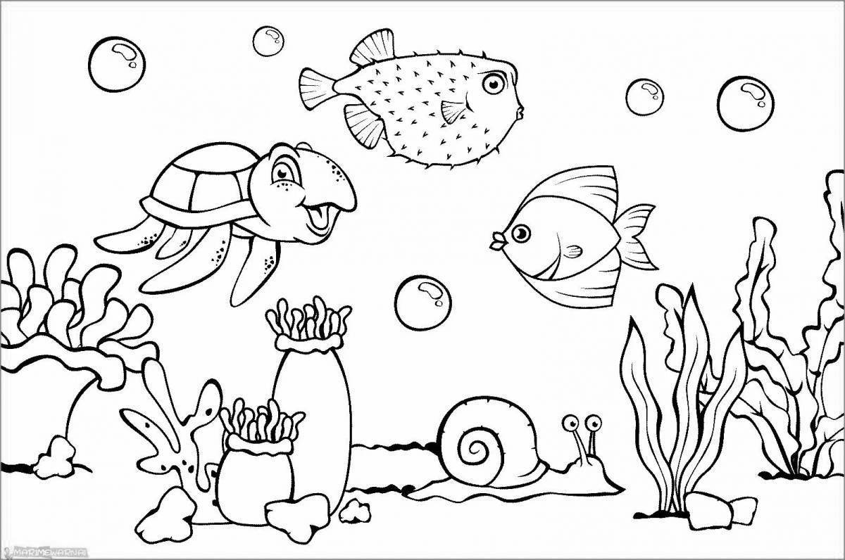 простые раскраска аквариумные рыбки для детей