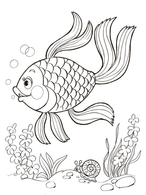 раскраска рыбки в аквариуме для детей 3-4 лет распечатать 9