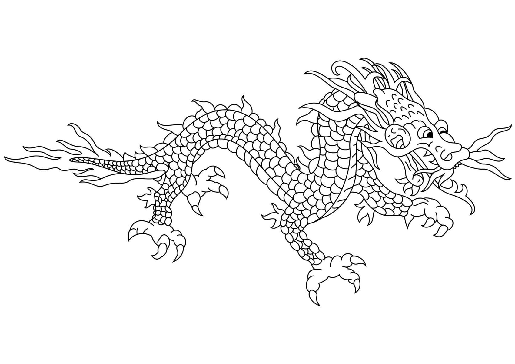 китайский дракон раскраска для детей распечатать бесплатно 9