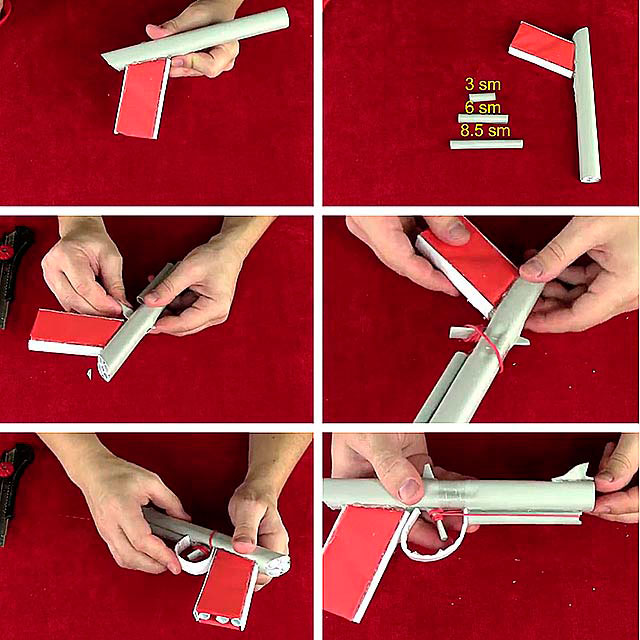 как сделать пистолет из бумаги который стреляет бумагой 6