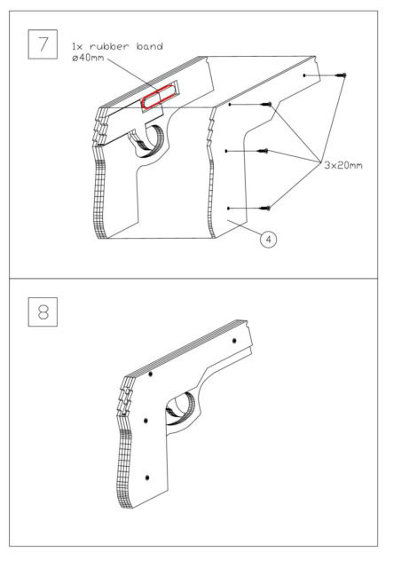как сделать пистолет из бумаги который стреляет бумагой с резинкой 6