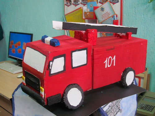 поделка пожарная машина своими руками 2