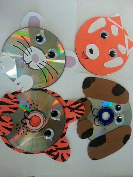 легкие поделки из компьютерных дисков своими руками в детском саду шаблоны 4