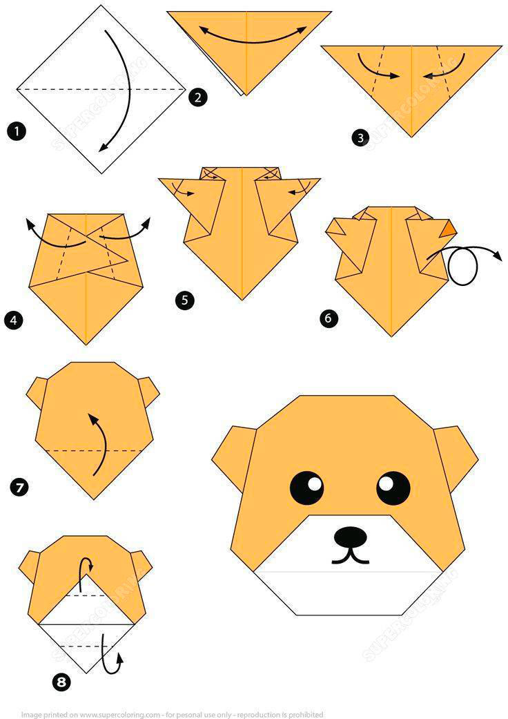 поделки животные из бумаги для детей с шаблонами поэтапно 8