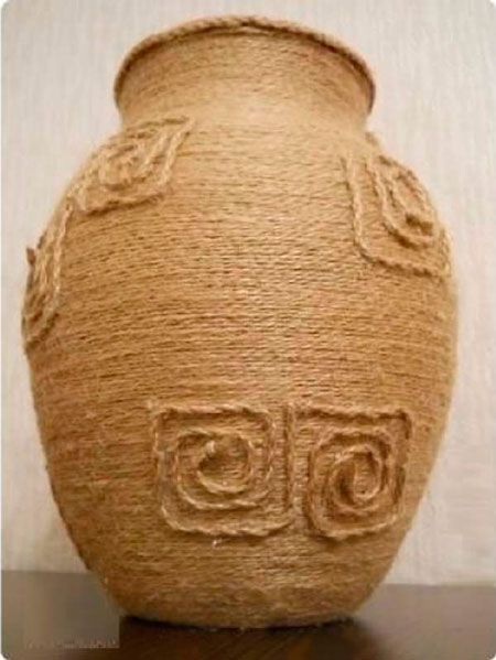 напольная ваза из джута своими руками 3