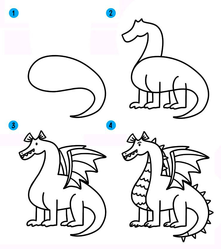 как нарисовать дракона карандашом поэтапно 5