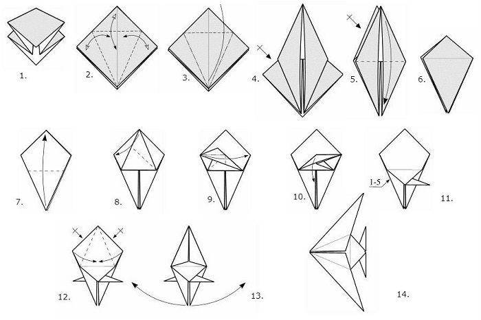 Поделки оригами из бумаги поэтапно 6