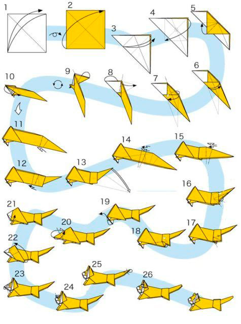 поделка оригами из бумаги животные для детей 4