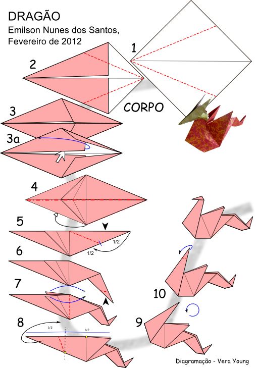 красивый дракон оригами схема
