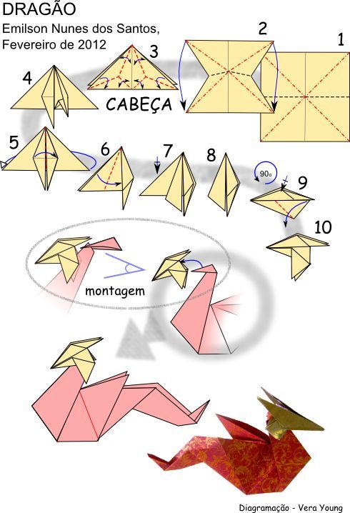 красивый дракон оригами схема 2