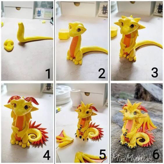 дракон из пластилина для детей пошагово для начинающих 3