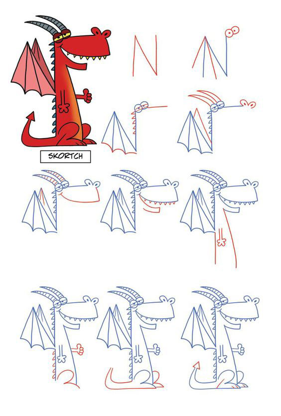 нарисовать дракона карандашом для начинающих 9