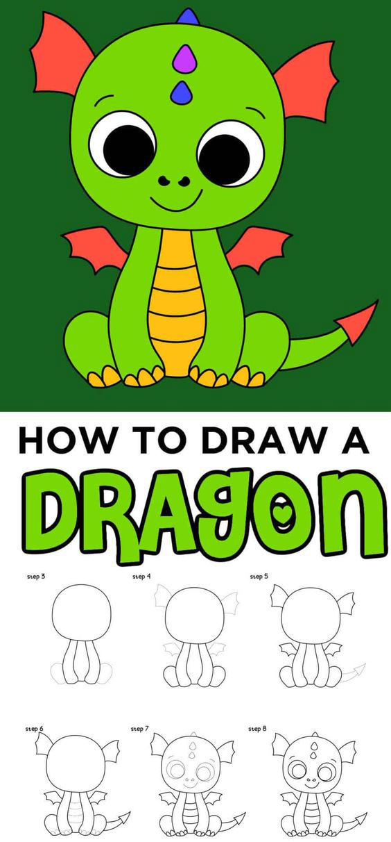 нарисовать дракона карандашом для начинающих 3