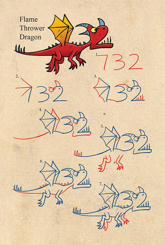 нарисовать дракона карандашом для начинающих детей 4