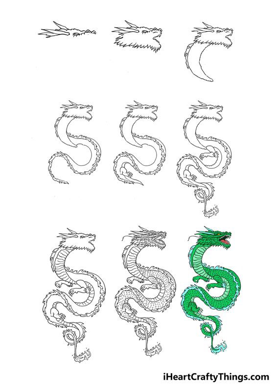 нарисовать дракона легко и просто 6
