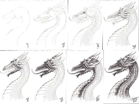 нарисовать дракона легко ребенку 8 лет 2