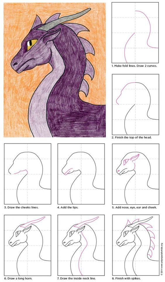 нарисовать дракона легко ребенку 8 лет 10