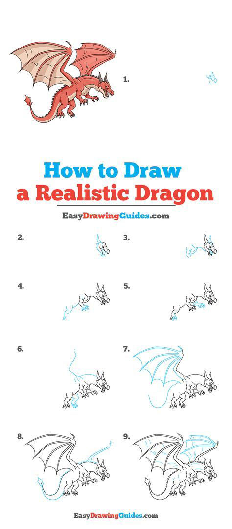 нарисовать дракона ребенку 10 лет 2