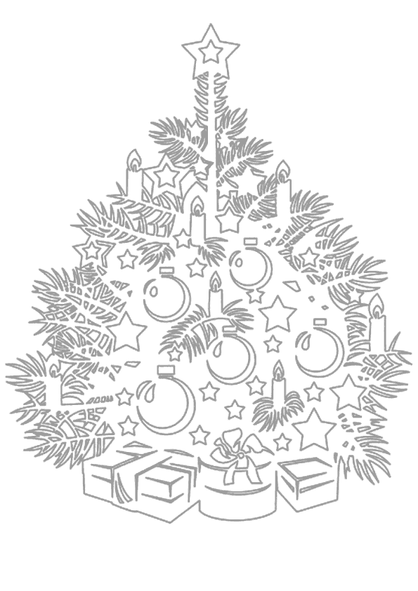 рисунок новогодние елки на окнах вытынанки