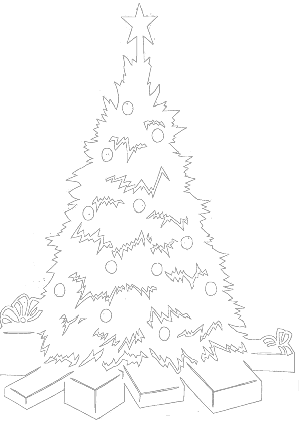рисунок новогодние елки на окнах вытынанки для вырезания
