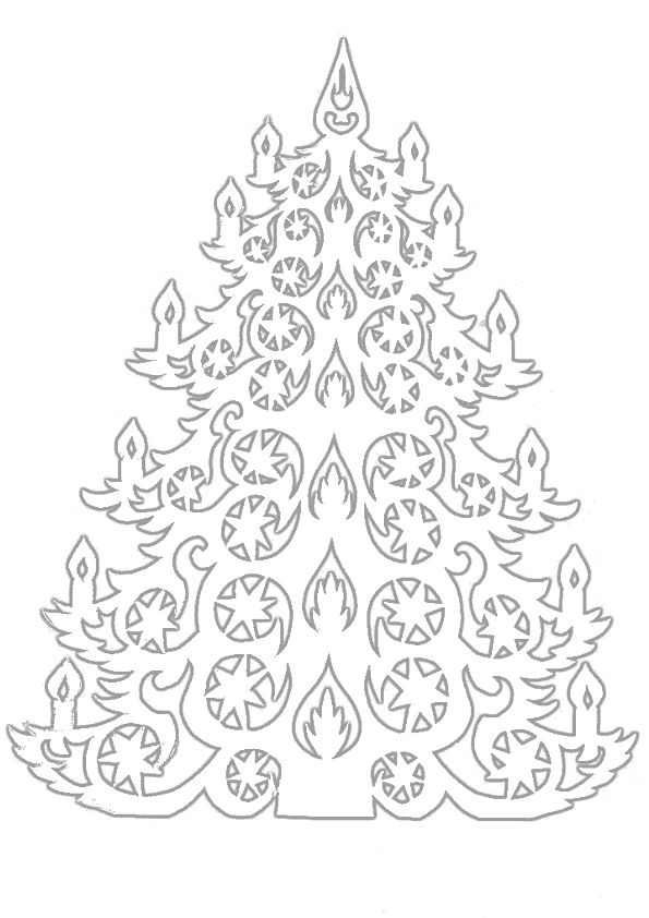 рисунок новогодние елки на окнах вытынанки для вырезания 8
