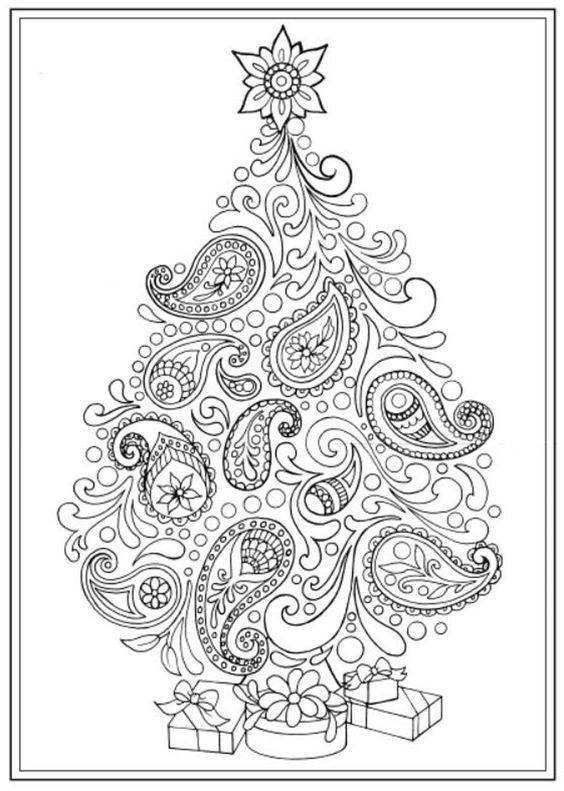 раскраски антистресс Новый год и Рождество елка 3