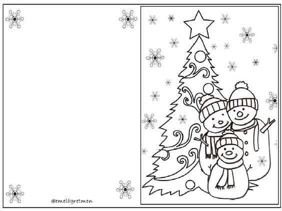 шаблоны новогодних открыток для детей раскраска 7