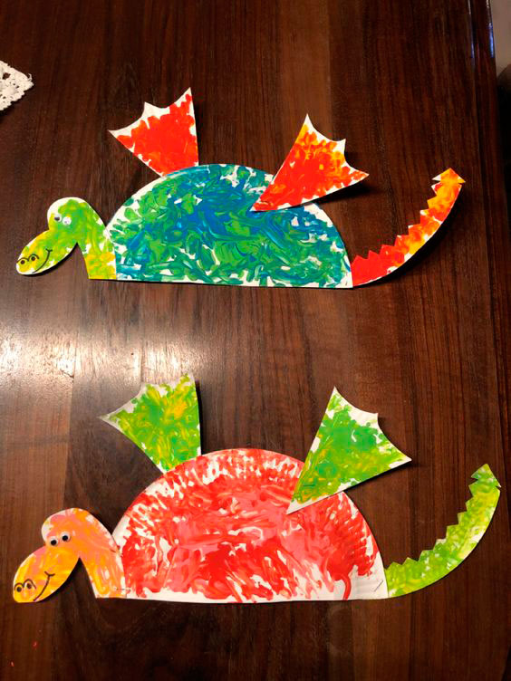 простой дракон поделка из бумажной тарелки на Новый год