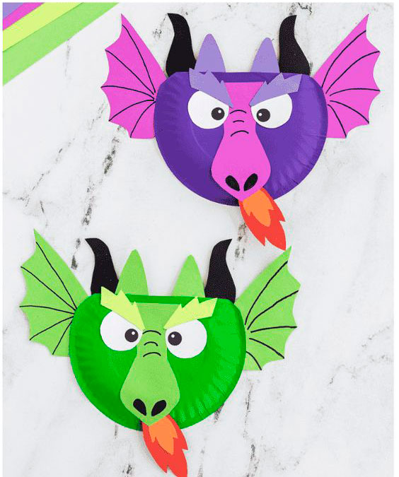 дракон поделка из бумажной тарелки на Новый год для детей 8