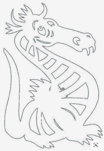 Шаблон дракона для вырезания из бумаги 4