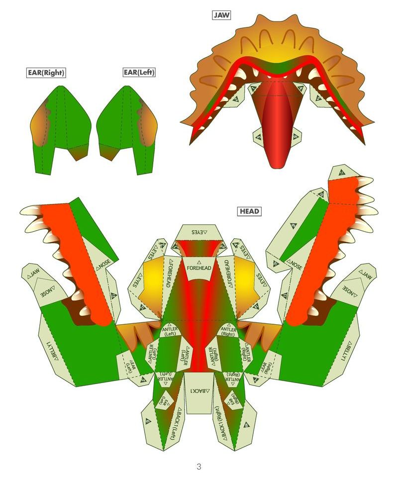 Шаблон Дракона 3D поделка дракон из бумаги 7