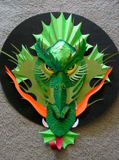поделка для детей из цветной бумаги дракона