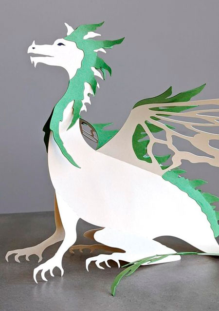 дракон из цветной бумаги поделка на Новый год