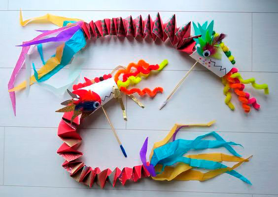 дракон из цветной бумаги поделка на Новый год 6
