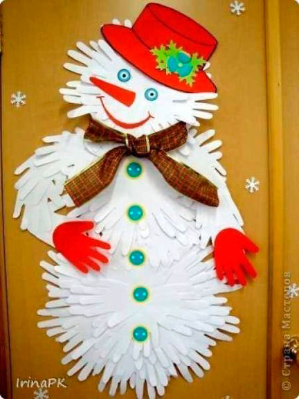 простой снеговик из бумаги в детский сад 6
