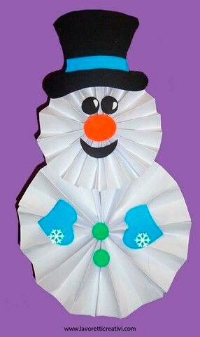 простой снеговик из бумаги в детский сад поделка