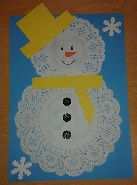 снеговик из бумаги в детский сад 4