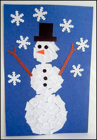 снеговик из бумаги в детский сад 6