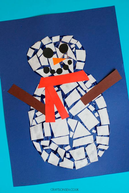 снеговик из бумаги в детский сад 7