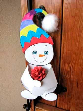 снеговик из бумаги в детский сад 10