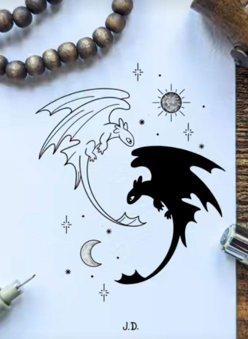 рисунки дракон Беззубик для срисовки 2