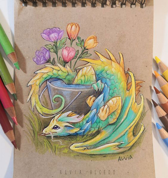 дракон рисунок карандашом для срисовки легкий 4