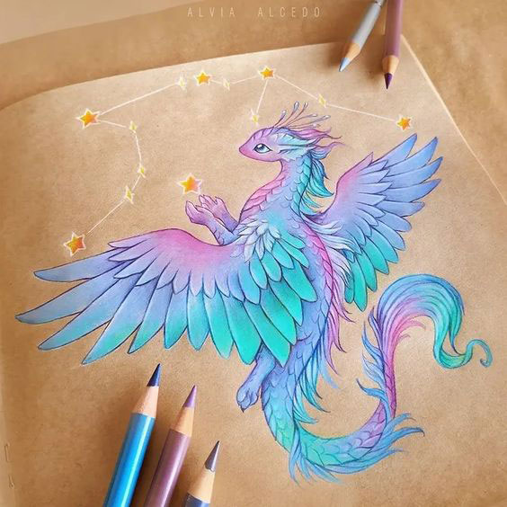 дракон рисунок карандашом для срисовки легкий 6