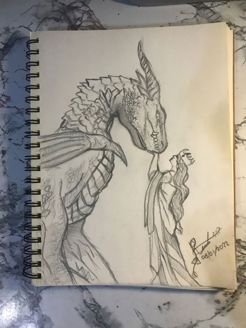 дракон рисунок карандашом для срисовки легкий 9